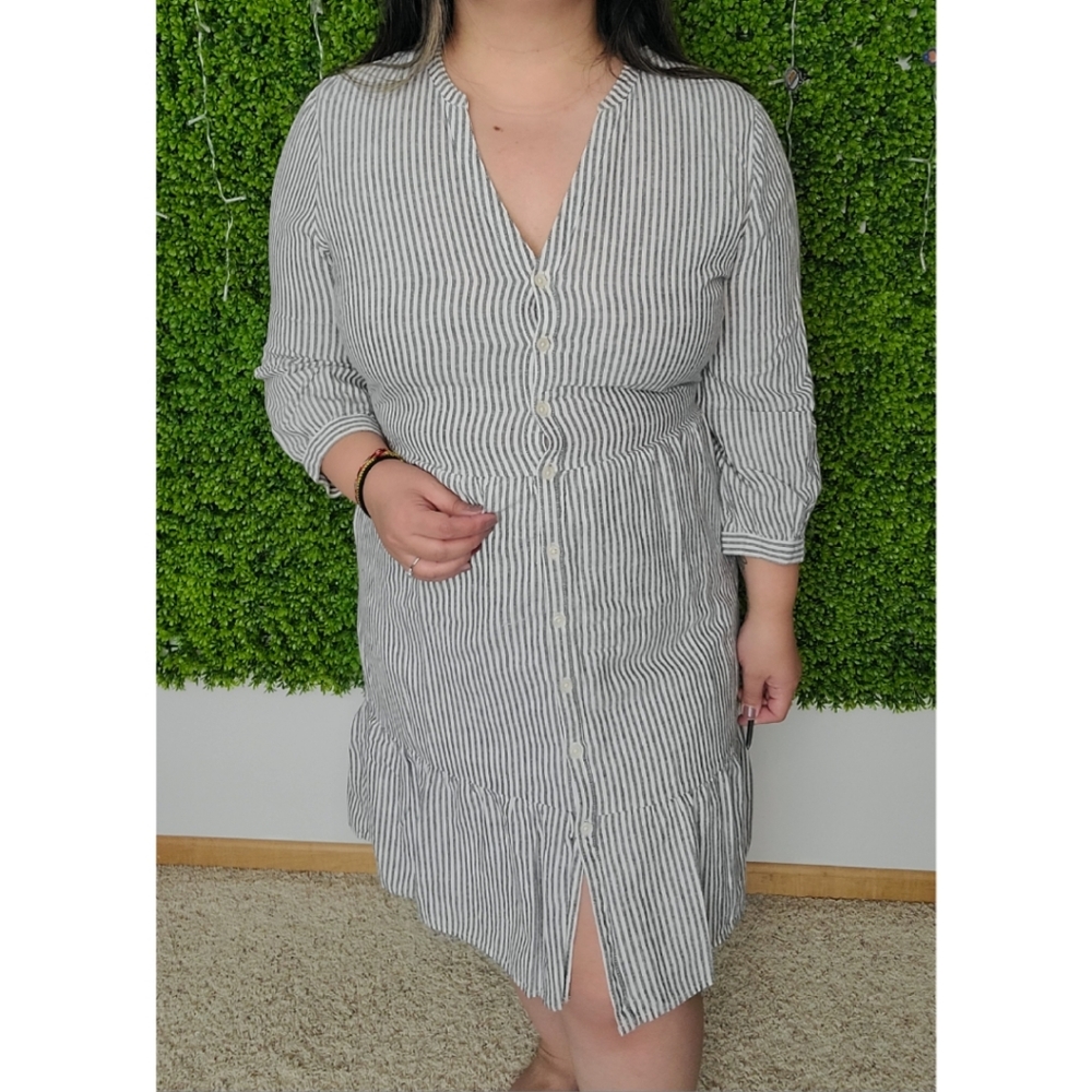 Striped button down dress.